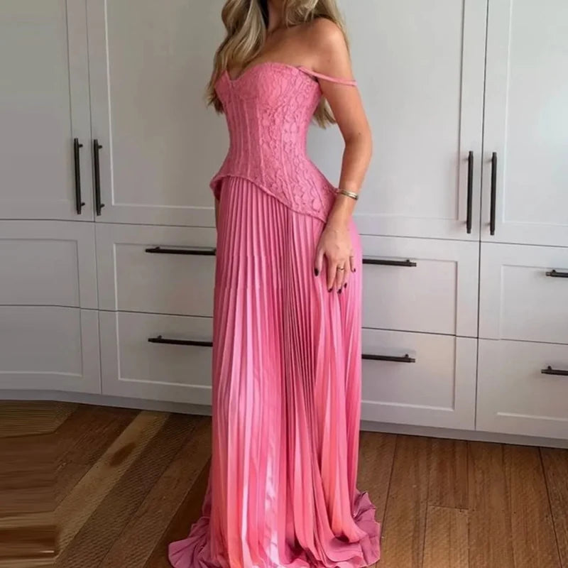Women's Off-Shoulder Embroidered Maxi Dress