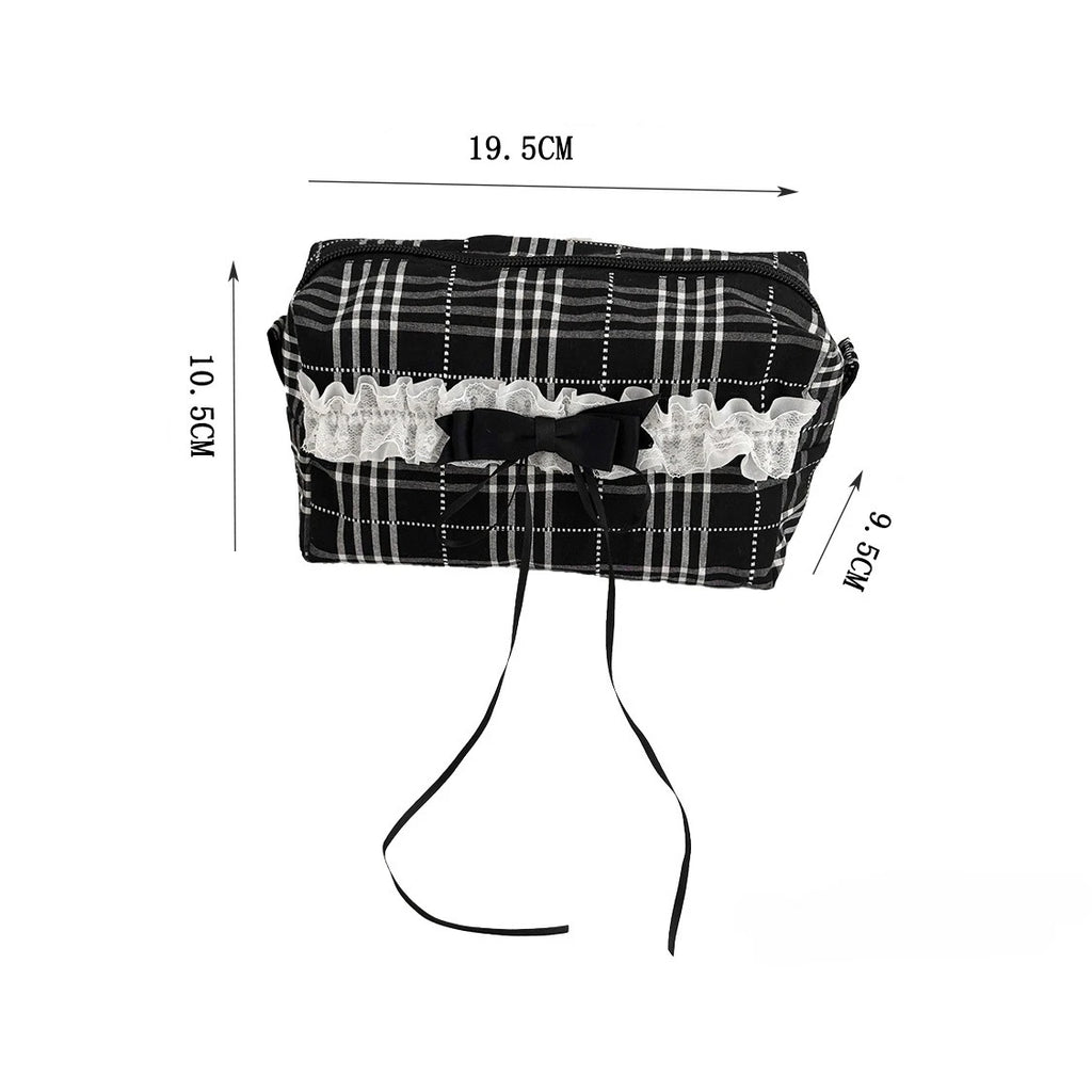 Lace Bow Canvas Makeup Bag