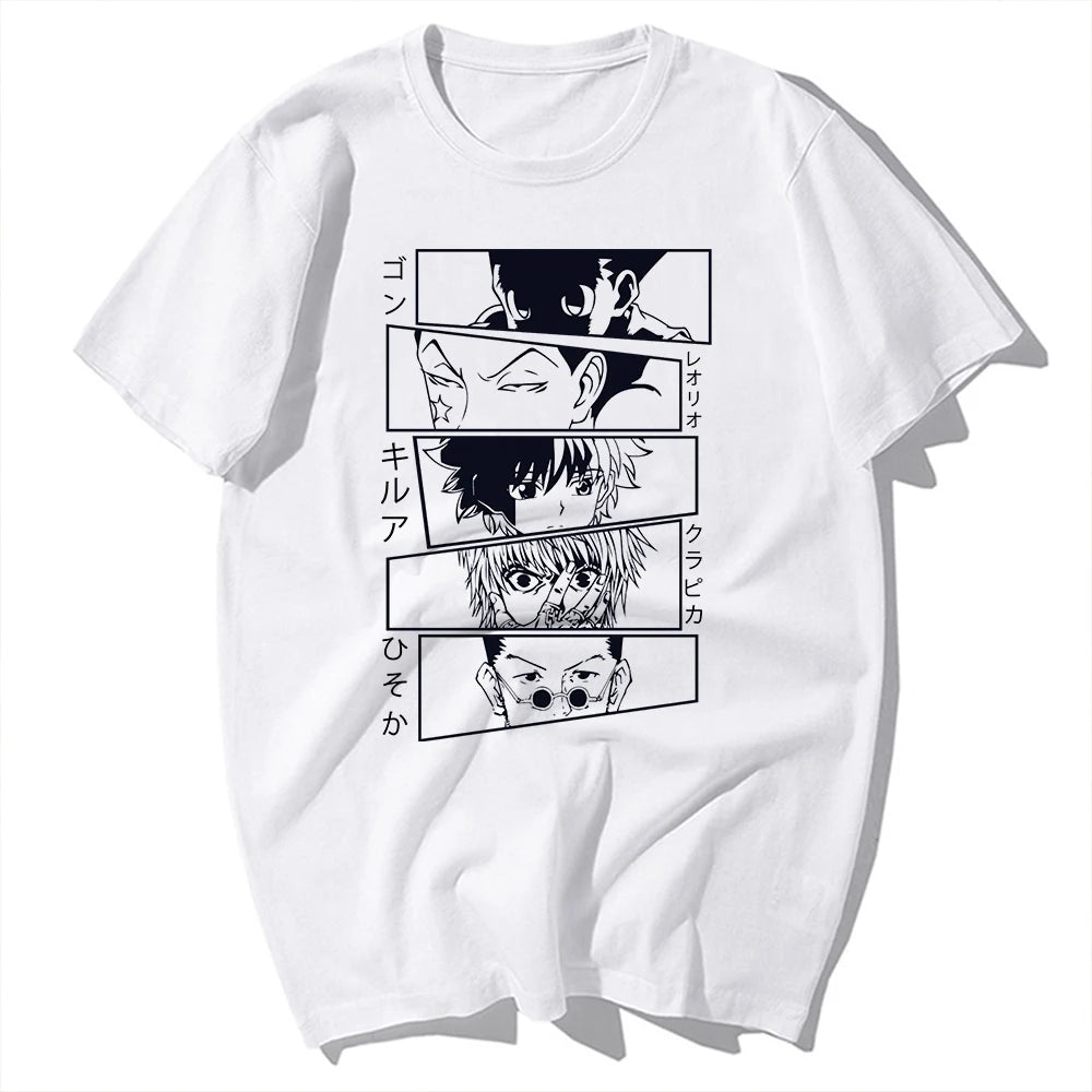 HXH Hunter Eyes GON Killua Funny Anime Tshirt Men Summer New White Casual Short Sleeve T Shirt Unisex OTAKU Streetwear Tee