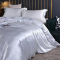 Luxury Solid Color Silk Satin Bedding Set European Smooth Skin-Friendly Bedclothes Soft Breathable Home Textile for Four Seasons