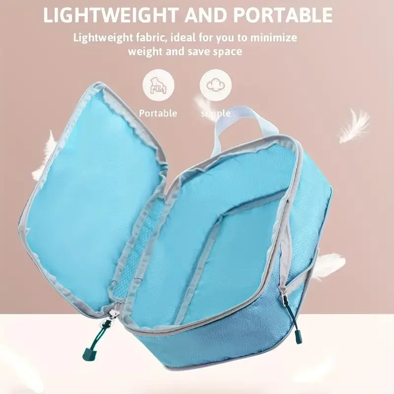Compression Packing Cube Set with Zippered Storage Bags