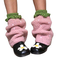 Contrast-Color Knit Knee-High Leg Warmers