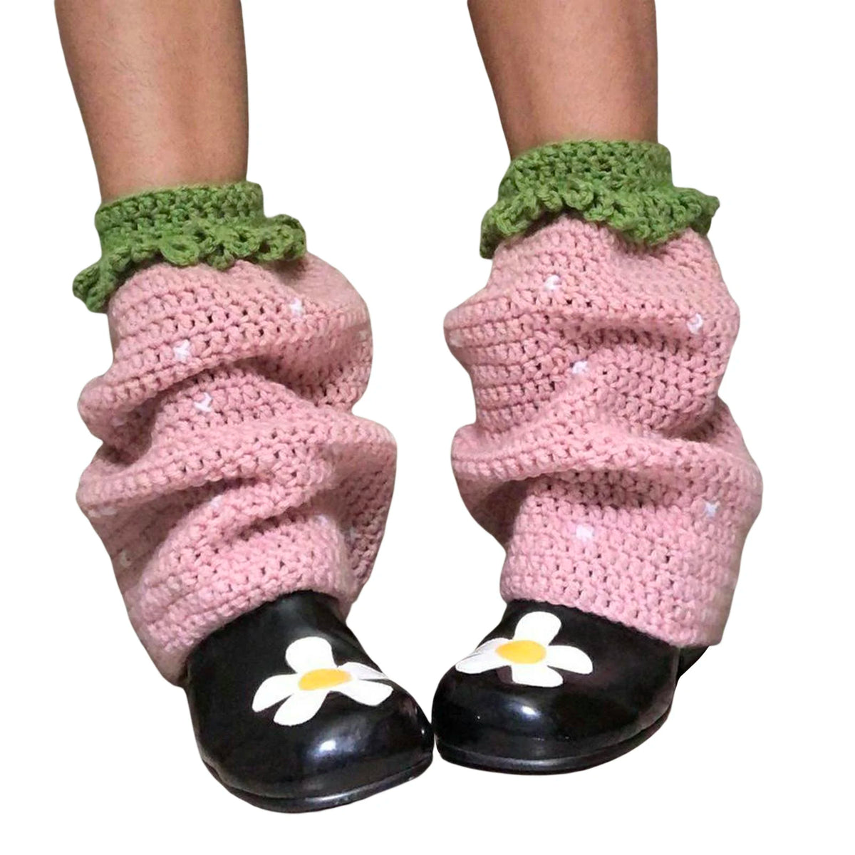 Contrast-Color Knit Knee-High Leg Warmers