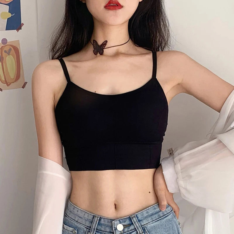 Girl Bra Crop Top Underwear Vest Puberty Sport Training Bras Solid Color Streetwear Tube Top For Girl