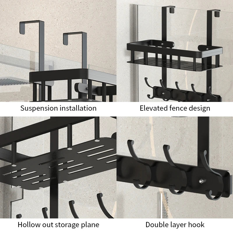 bathroom wall mounted storage rack, door mounted rack, shower gel rack, shower supplies storage rack