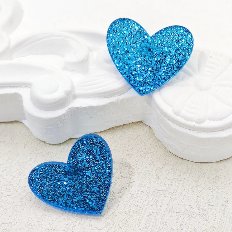 Glitter Peach Heart Acrylic Earrings
