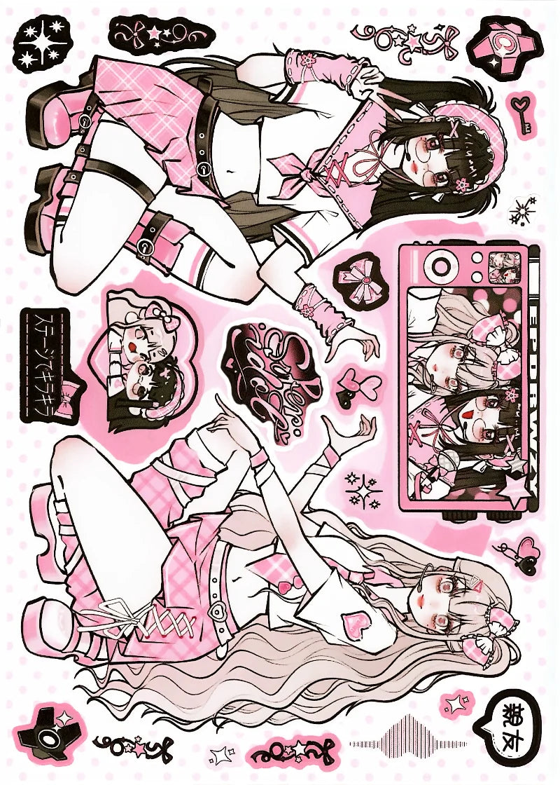 Kawaii Pastel Y2K Anime Sticker Set