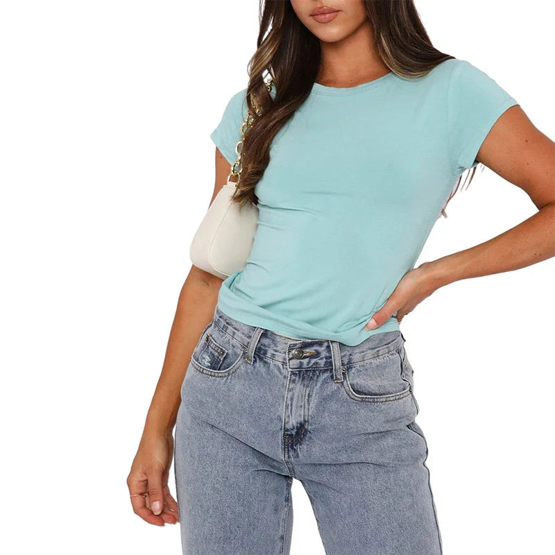 Vintage Y2K Solid Color Tube Crop Top
