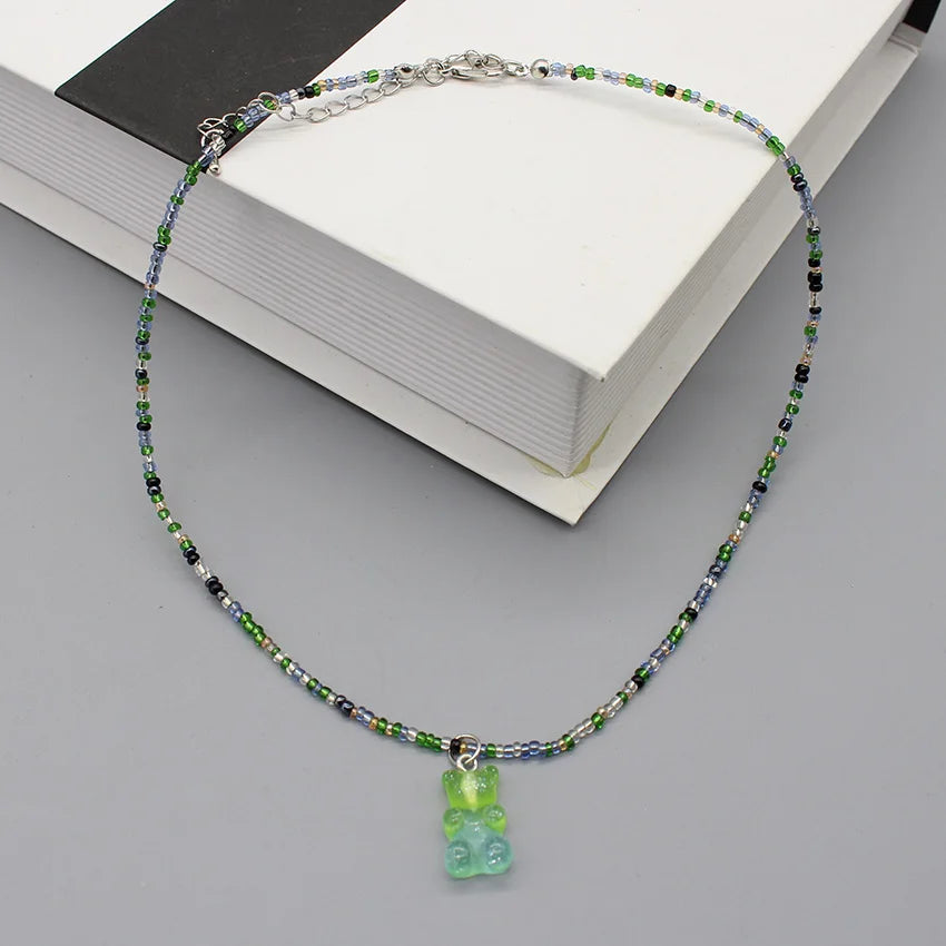 Women's Colorful Seed-Bead Gummy Choker Necklace