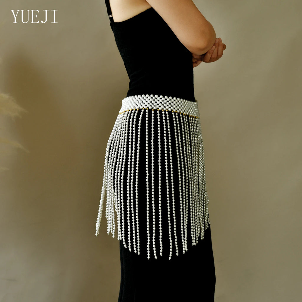 YUEJI Sexy Women Dress Waist Chain Handmade Beaded Tassel Style Short Skirt Women Dress Bikini Cover Up G97