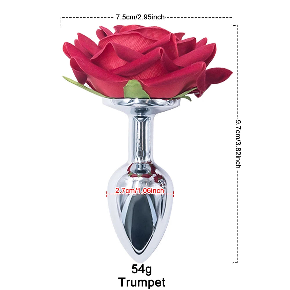 Waterdrop Stainless Steel Anal Plug with Rose Base