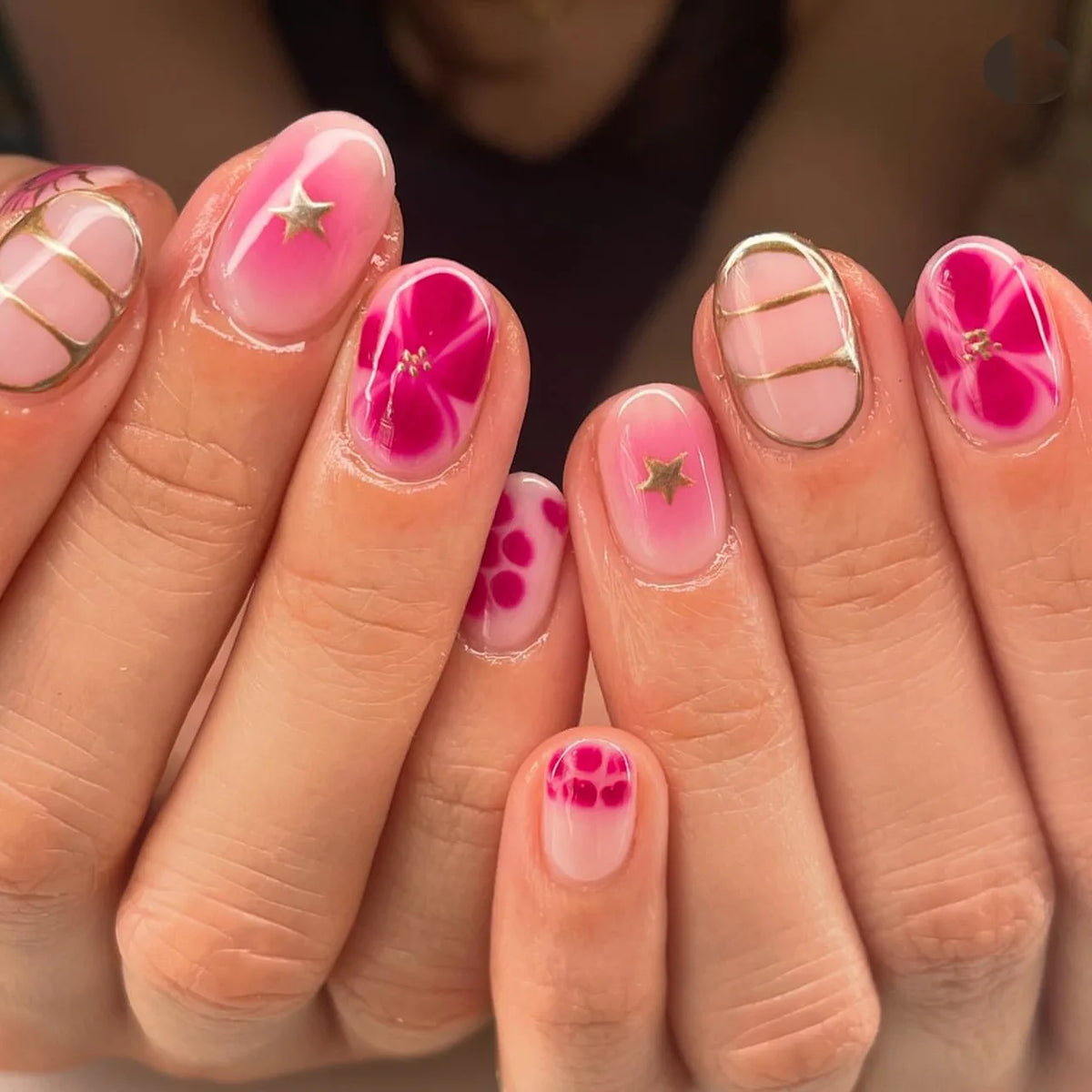 Red Star French Almond Press-On Nails