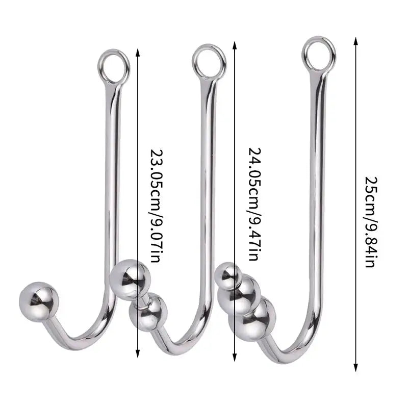 Stainless Steel Anal Hook with Beads