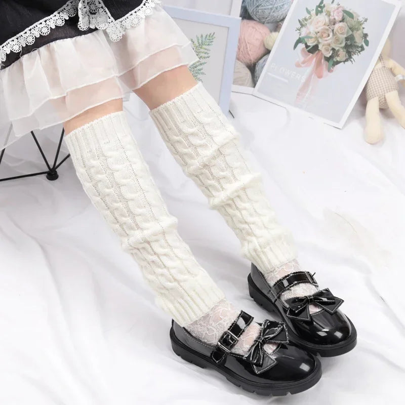 Long Crochet Knit Lolita Leg Warmers