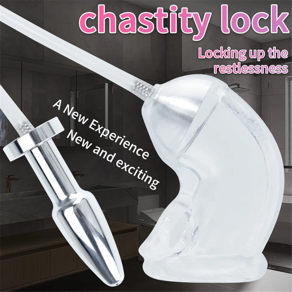 Metal Anal Plug, Penis Sleeve & Chastity Cage Set