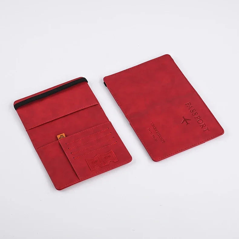 PU Leather Passport & Business Card Travel Wallet