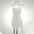 Sexy Lace See-through Corset Dress Patchwork High Waist Dress Elegant Printed Strapless Slim Evening Dress Tube Top Dress New