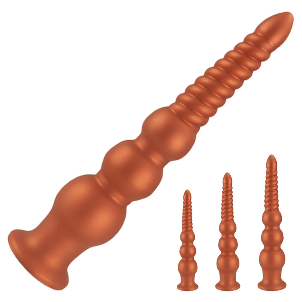 Gold Spiral Silicone Anal Bead Plug