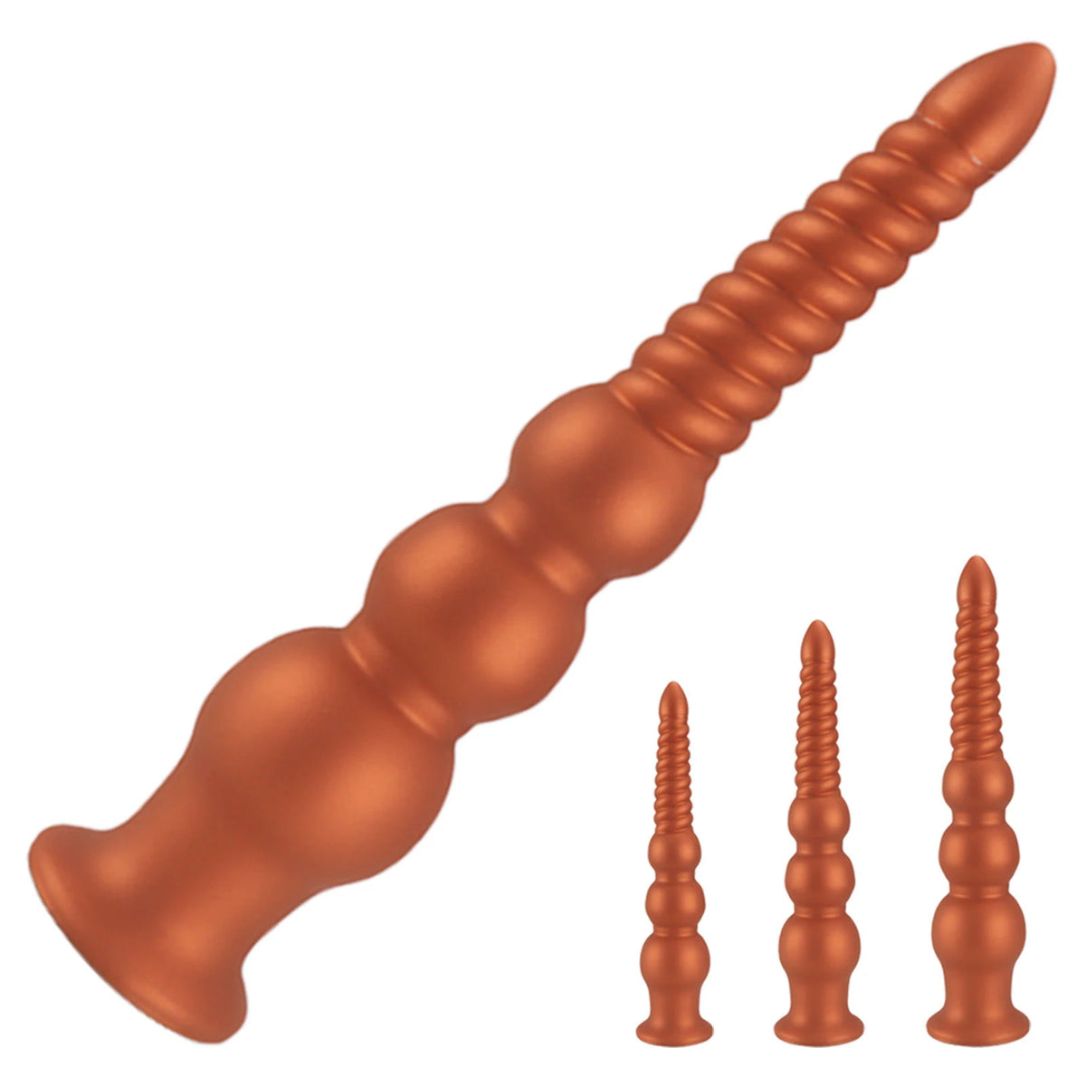 Gold Spiral Silicone Anal Bead Plug