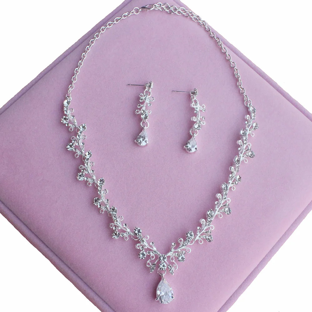 Bridal Crystal Rhinestone Necklace & Tiara Set