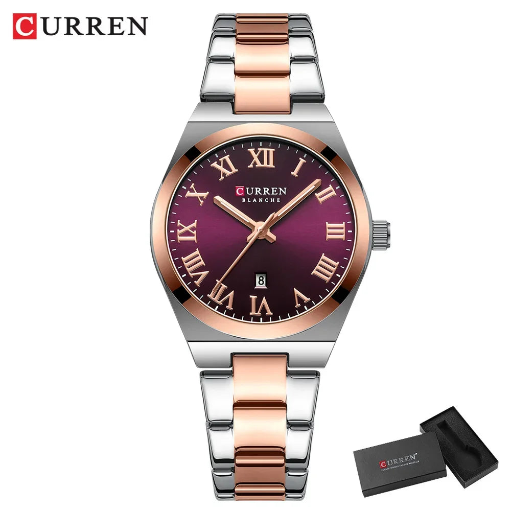 Women's Silver Stainless Steel Date Dress Watch