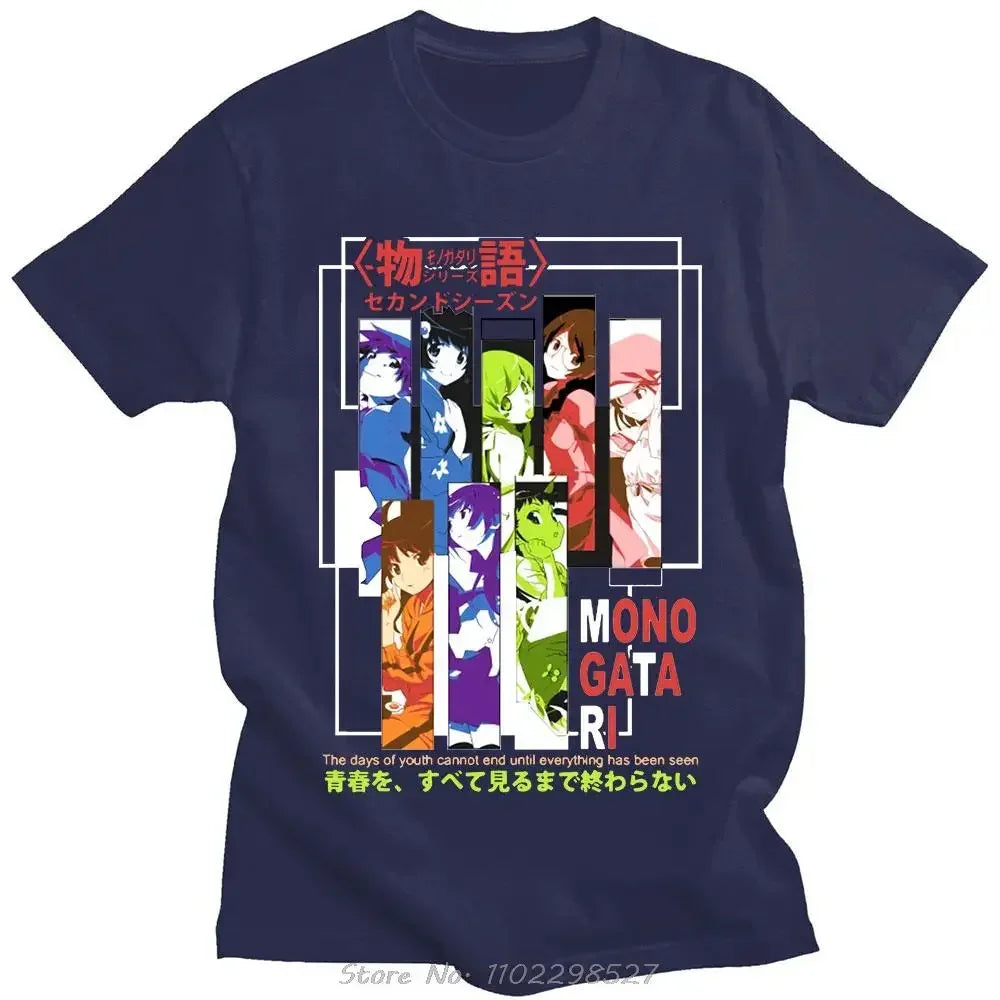 Japanese Manga Monogatari Series Graphic Print T-Shirts Man Summer Oversized Tee Shirt Casual Clothes Harajukkuu Streetweaarr
