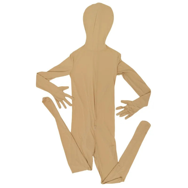 Sexy See Through Ice Silk Full Wrap One-piece Tight Jumpsuit High Elastic Home Corset Zipper Open Crotch Bodysuit
