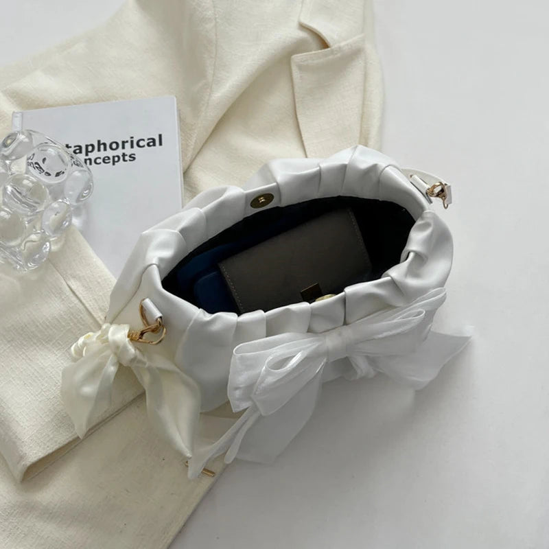Pleated Bow Shoulder Bag
