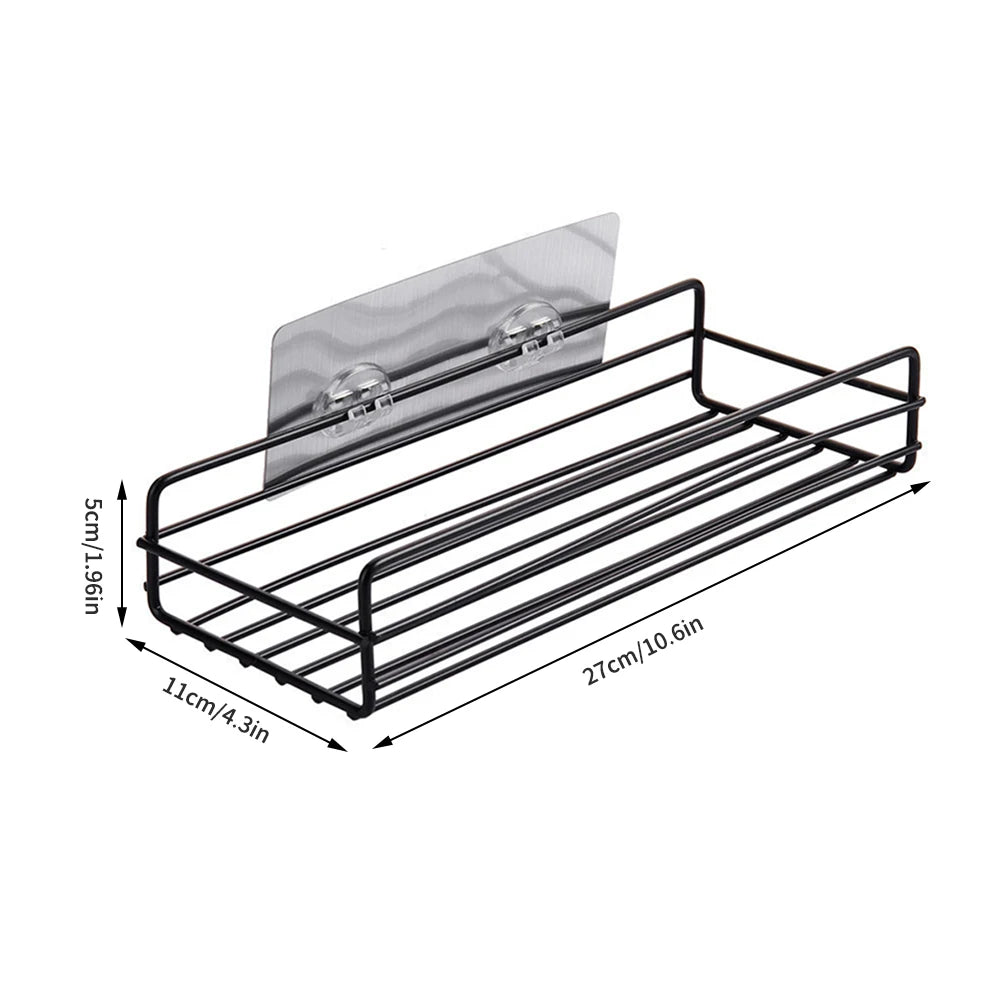 Bathroom Storage Rack Kitchen Organizer Shelf Black Shelves Corner Frame Iron Shower Punch Free Mounted Caddy Rack