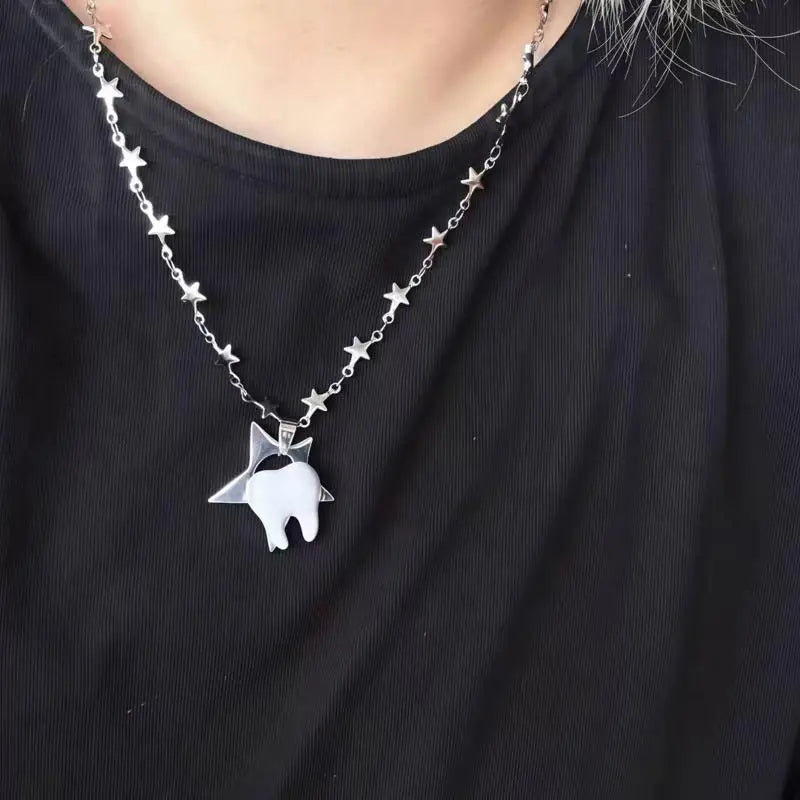 Y2K Heart, Star & Teeth Pendant Necklace