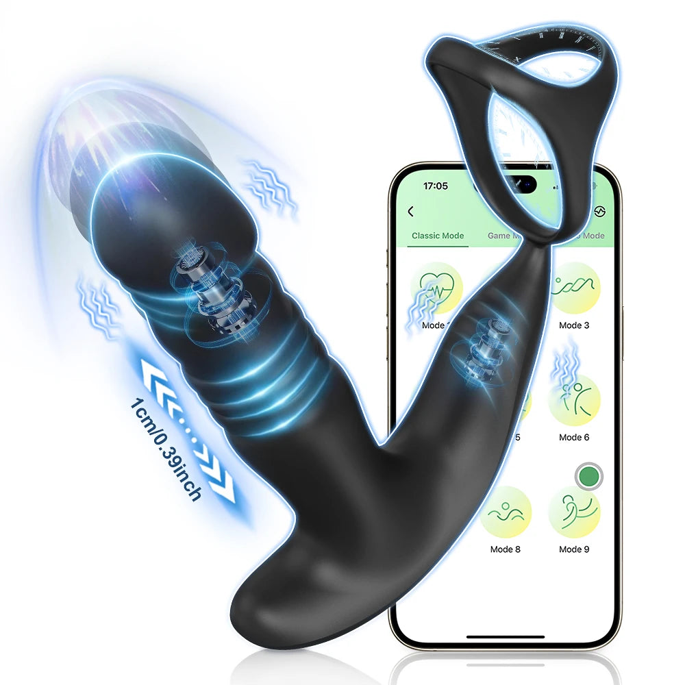 App-Controlled Thrusting Prostate Massager with Ring