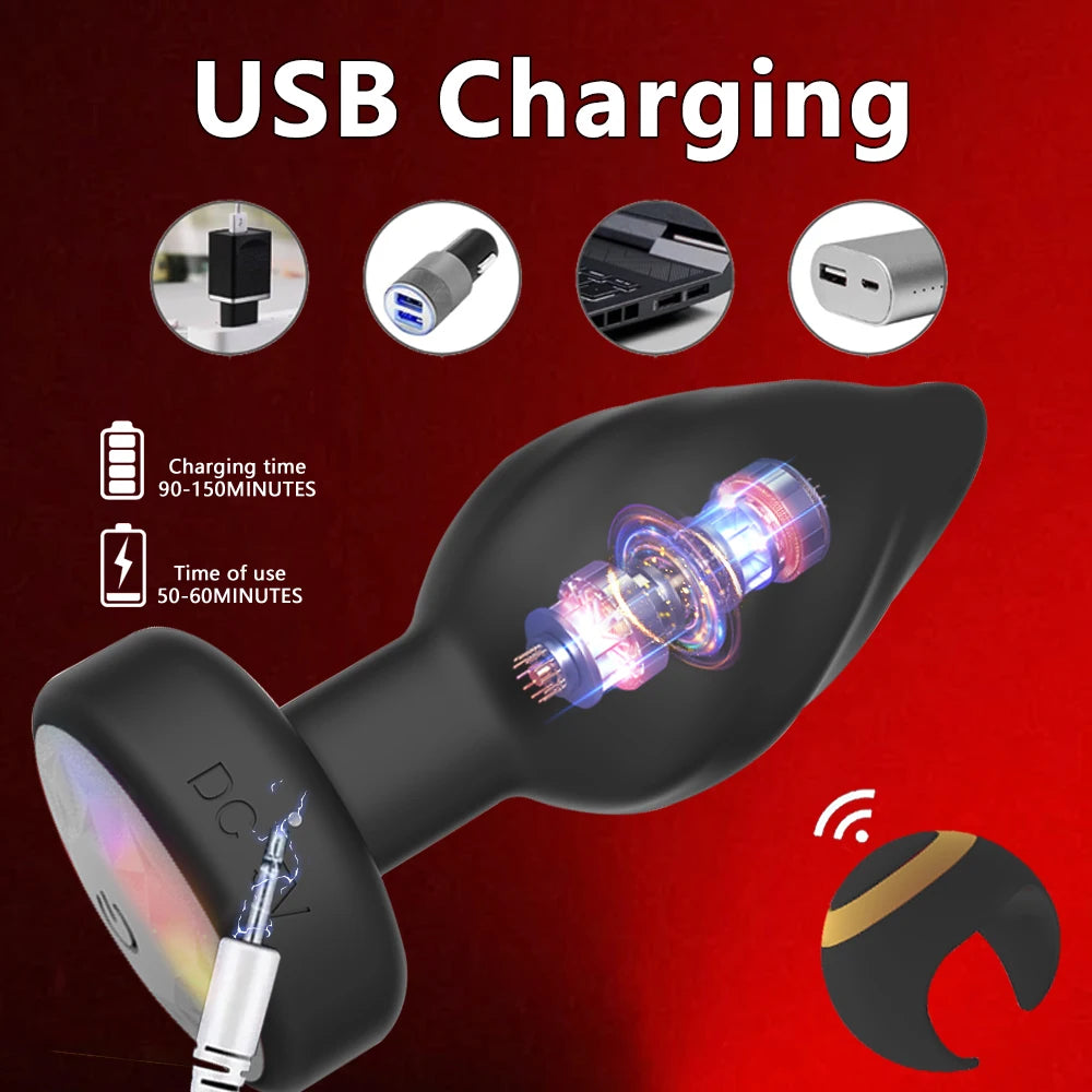 Light-Up Remote Vibrating Anal Plug – 10 Modes