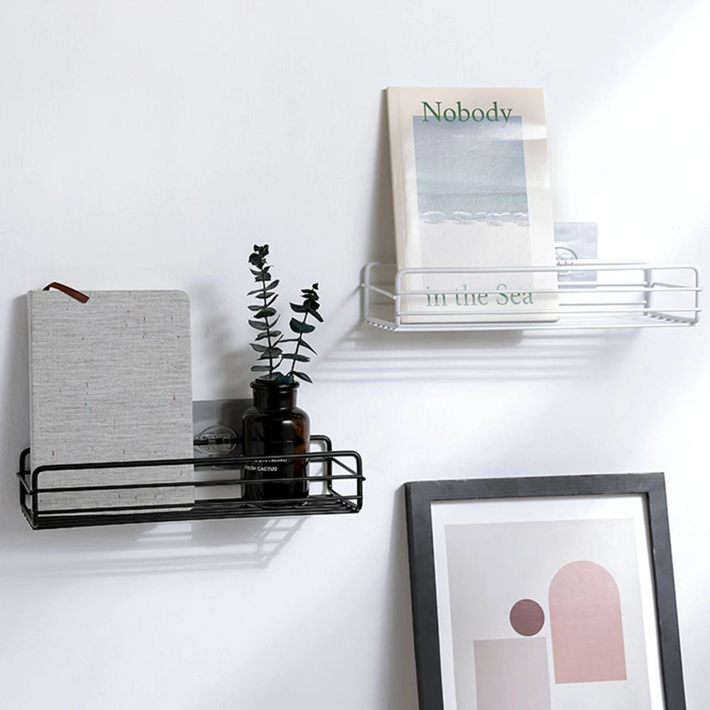 Bathroom Storage Rack Kitchen Organizer Shelf Black Shelves Corner Frame Iron Shower Punch Free Mounted Caddy Rack