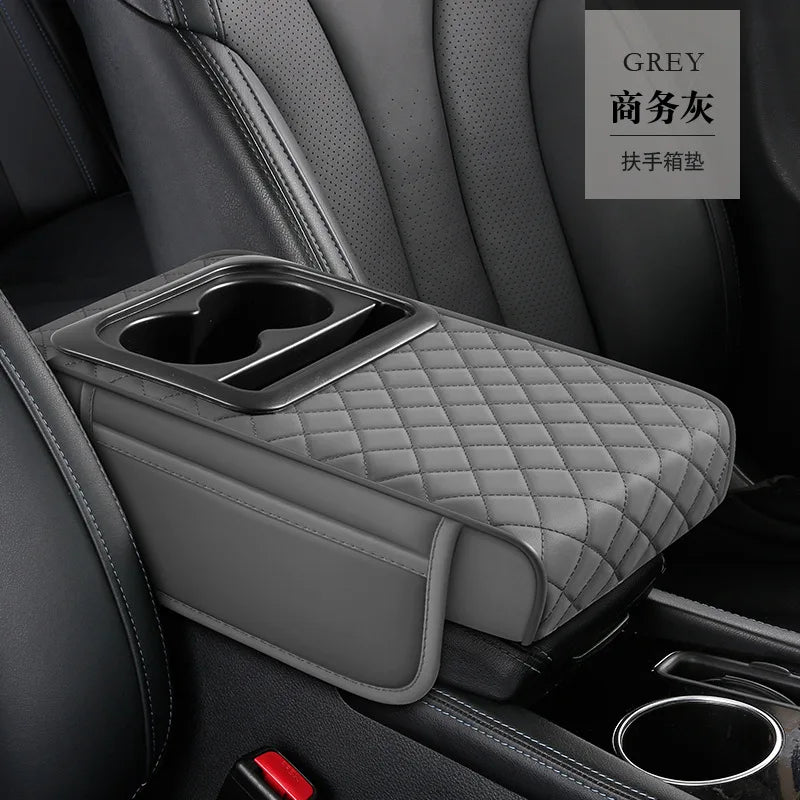 Car Armrest Organizer with Cup Holder & Cushion