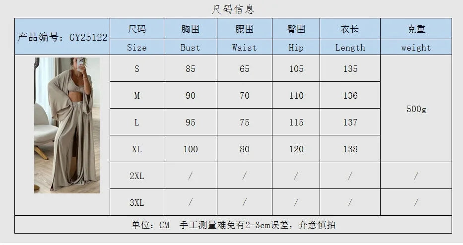 Sexy Loose 3 Piece Sets Women Outfit Fashion Long Sleeve Shirts Bra With High Waist Wide Pants Set Summer Lady Outfit 2026