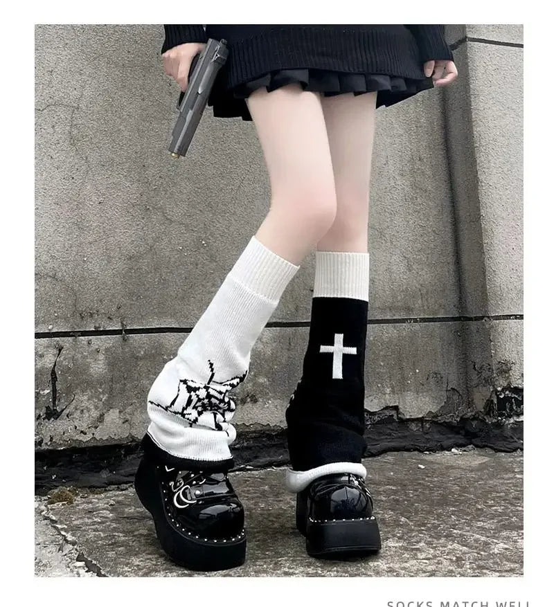 Checkerboard Bell-Flare Japanese Leg Warmers