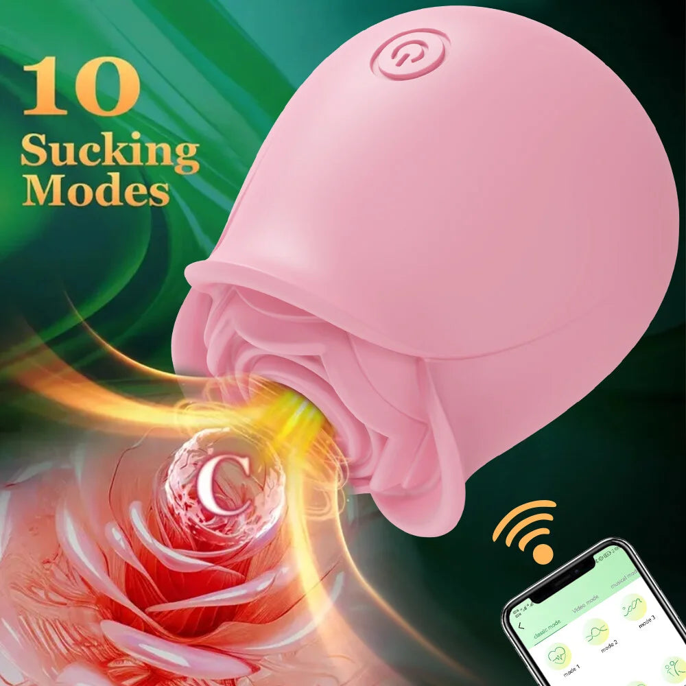 Adult Sex Toys Rose Dildo Vibrator - Adult Toys with 10 Sucking & Modes for Women, Rose Sucker Sex Toy Clitoral G Spot Vibrators