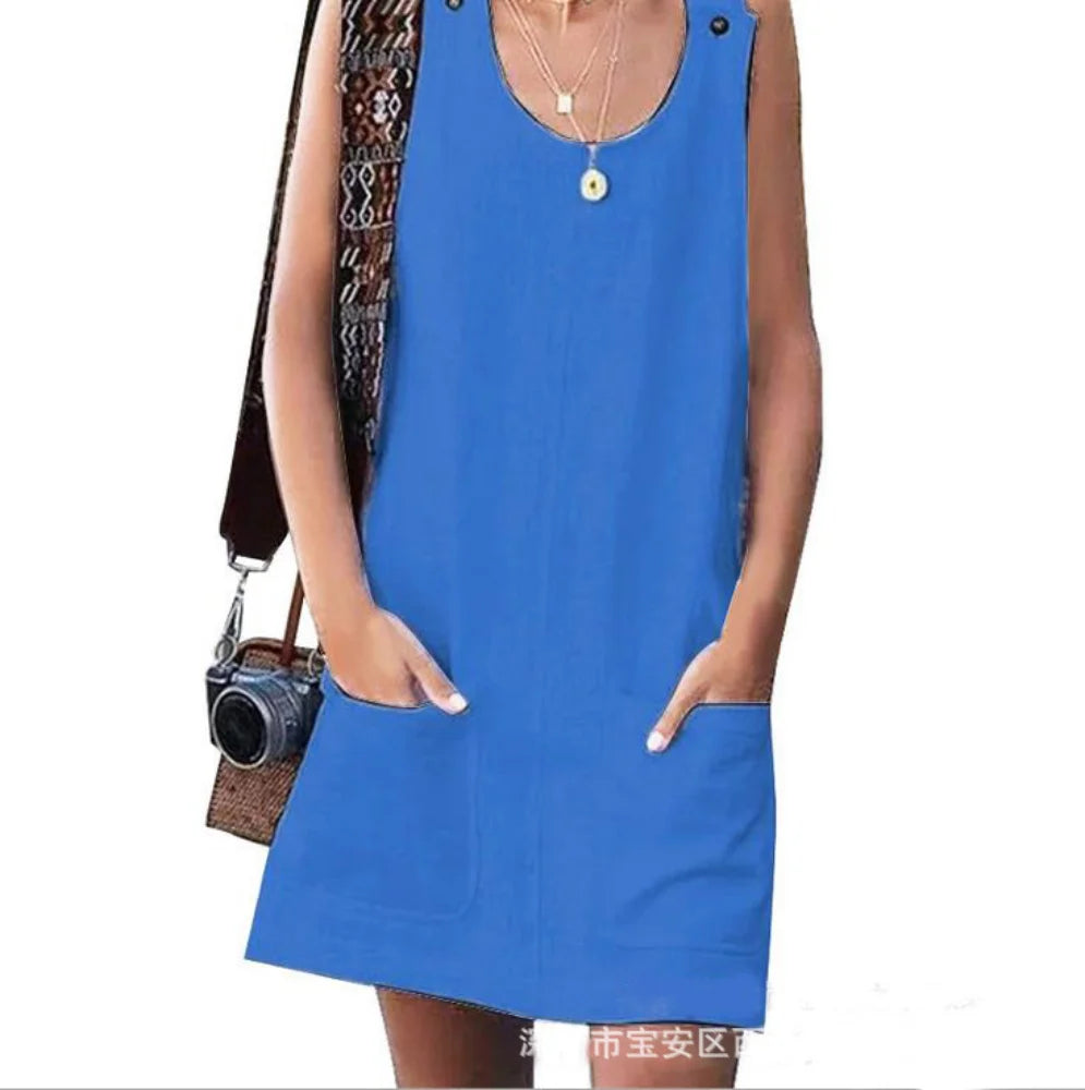 Summer Dresses Cotton Linen Fashion Clothes Women Clothing Streetwear Casual Vintage Elegant Y2k Dress for Women New
