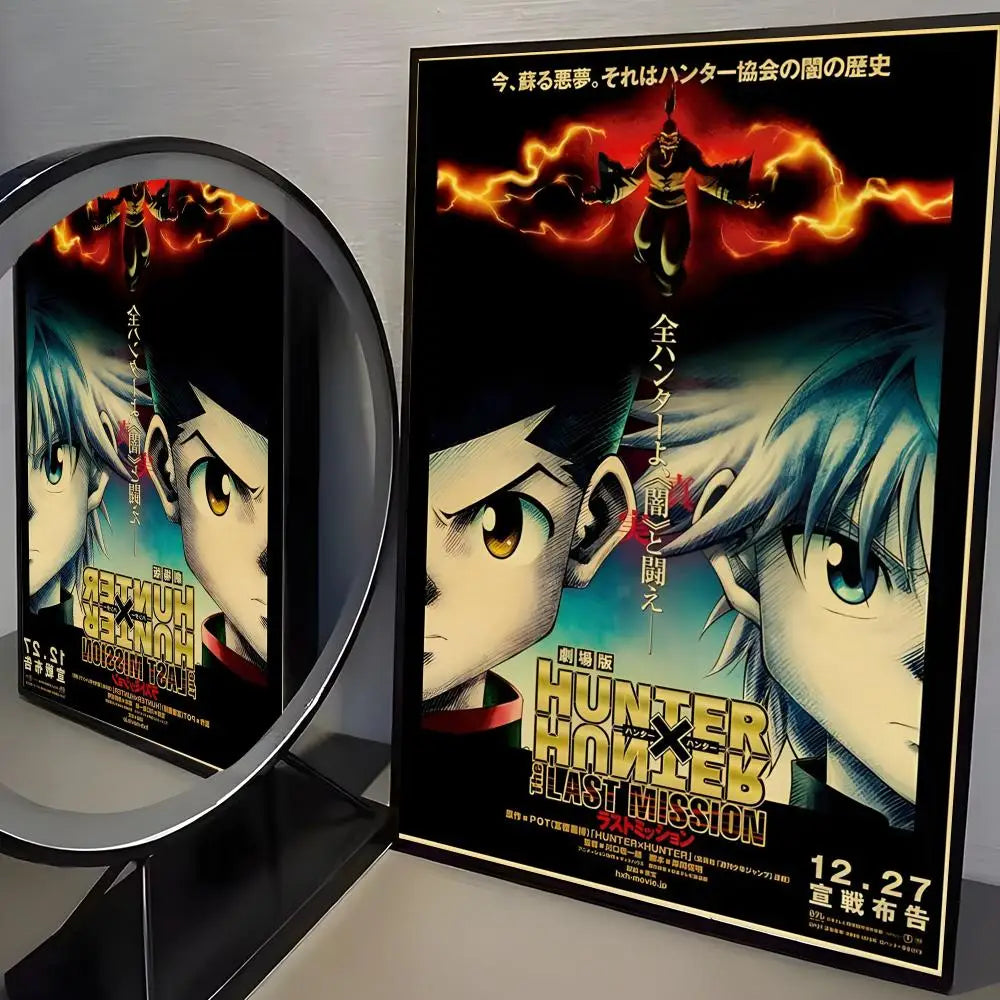 Anime H-Hunter X Hunter Poster Stickers Mural Painting Self-Adhesive Wall Decals for Bedroom Living Room Home HD Decor Gift
