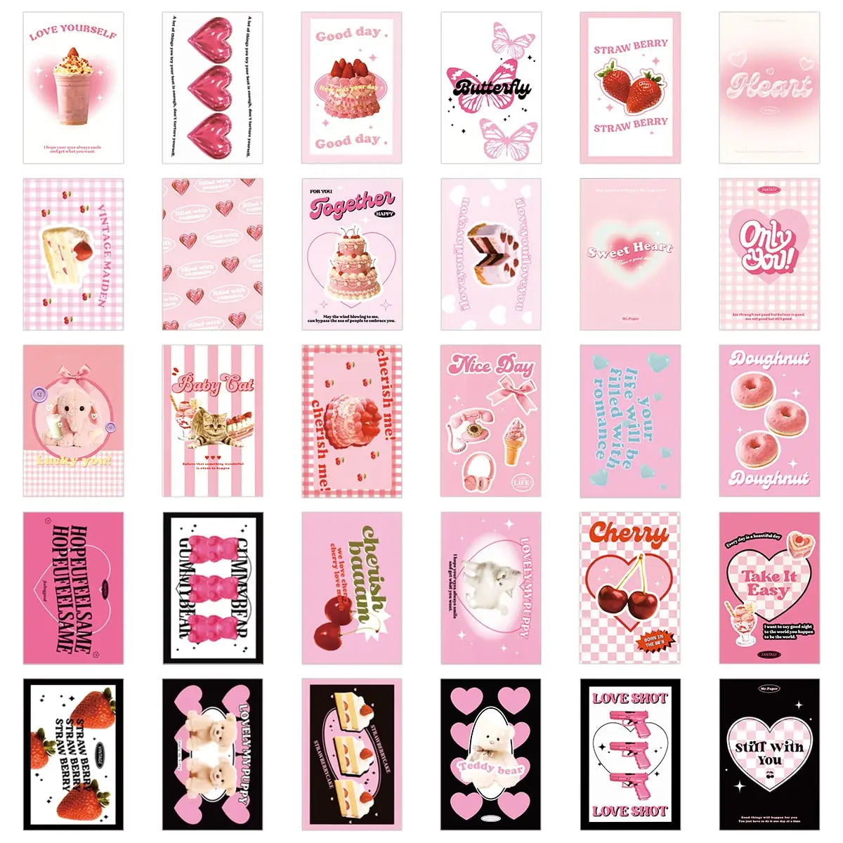 30-Piece Pink Aesthetic Wall Collage Kit