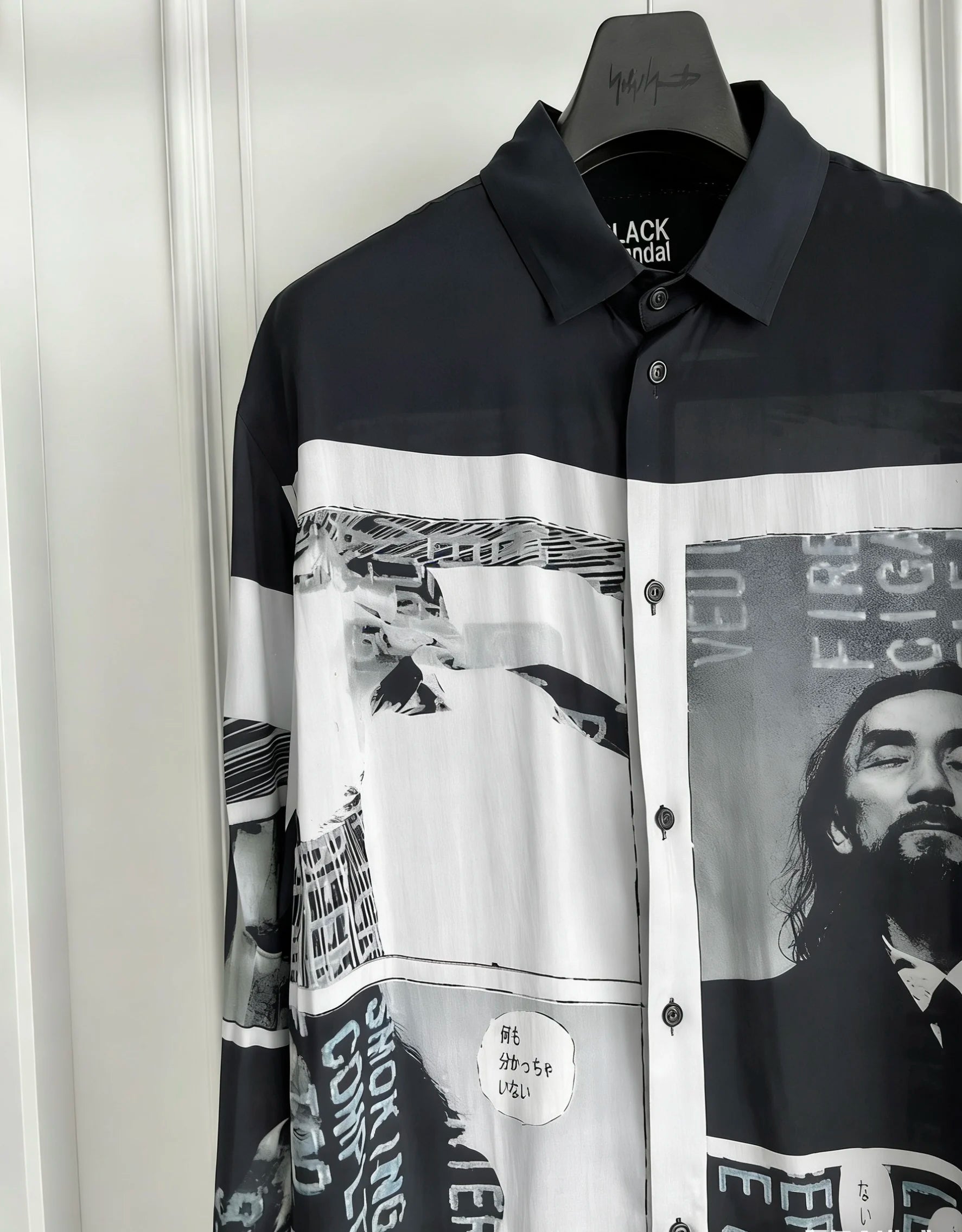 TOP-YAMAMOTO original design hand-drawn cartoon print long shirt for men on the streets of Hawaii