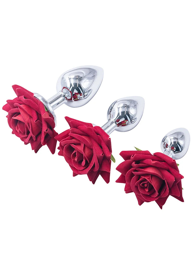 Waterdrop Stainless Steel Anal Plug with Rose Base