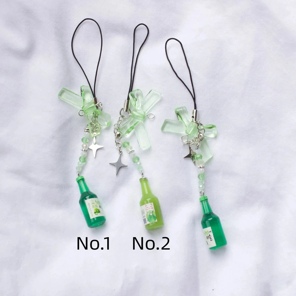 Y2K Green Soju-inspired Phone Charms | Cute & Adorable Original Green Soju Phone Charms | Soju-bottle Accessory