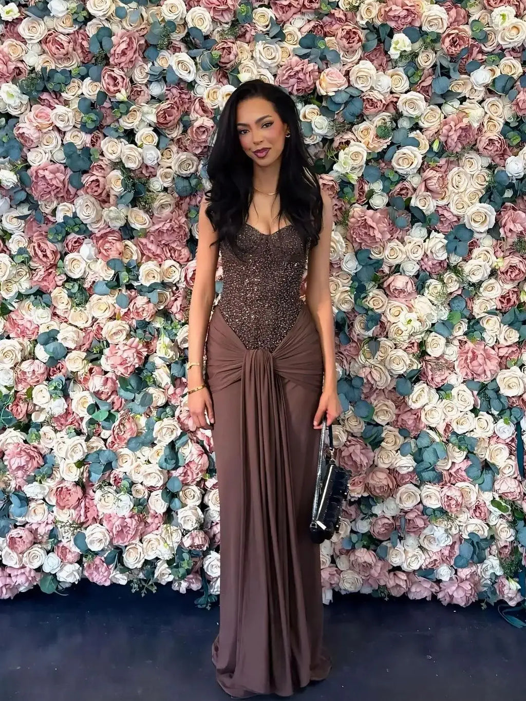 Sexy Sequin Patchwork Strapless Maxi Dress Women Sleeveles Off-shoulder Cinched-waist Pleated Dresses Lady Evening Party Gowns