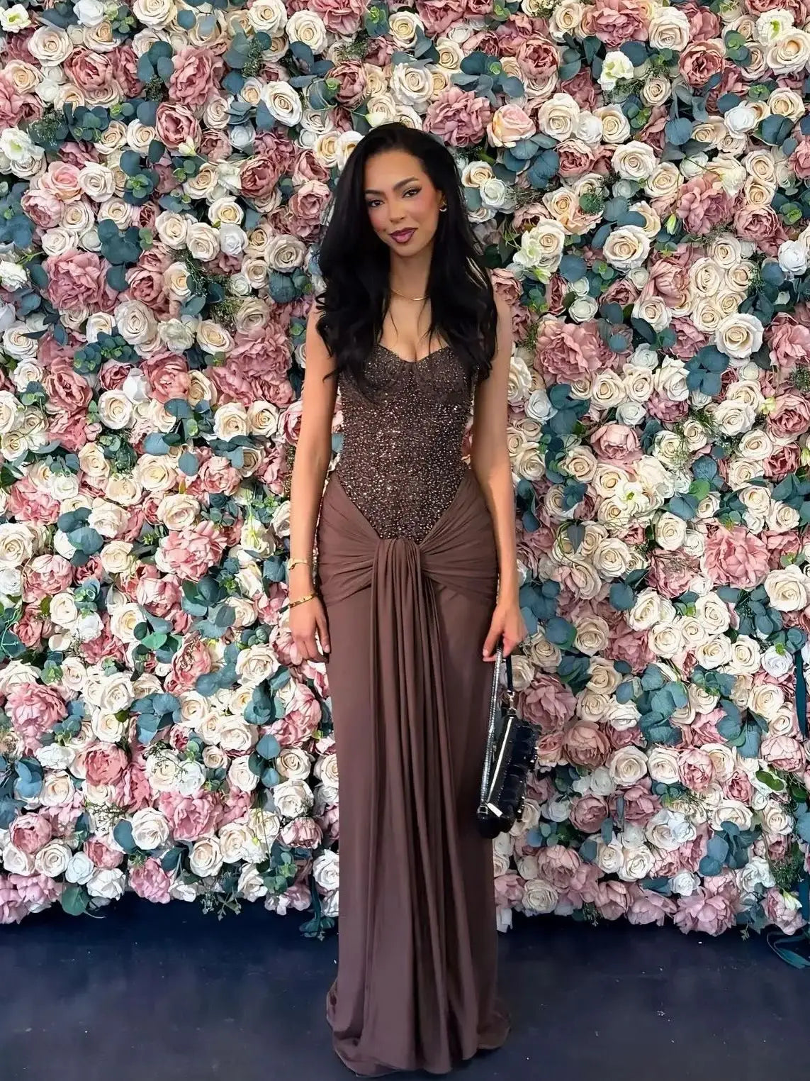 Sexy Sequin Patchwork Strapless Maxi Dress Women Sleeveles Off-shoulder Cinched-waist Pleated Dresses Lady Evening Party Gowns
