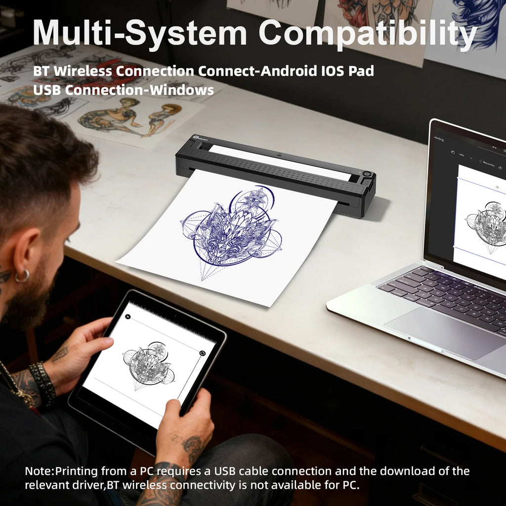 Portable Bluetooth Thermal Tattoo Stencil & Document Printer