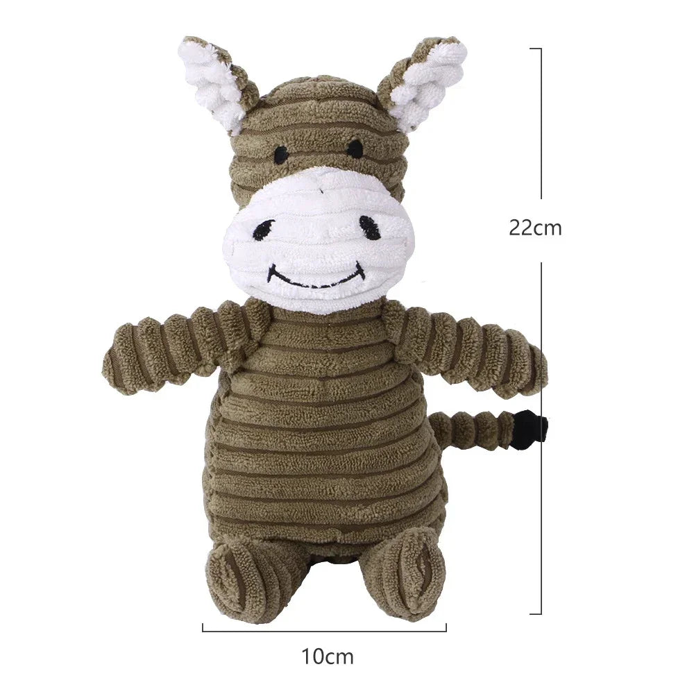 Corduroy Animal Squeaky Dog Toy