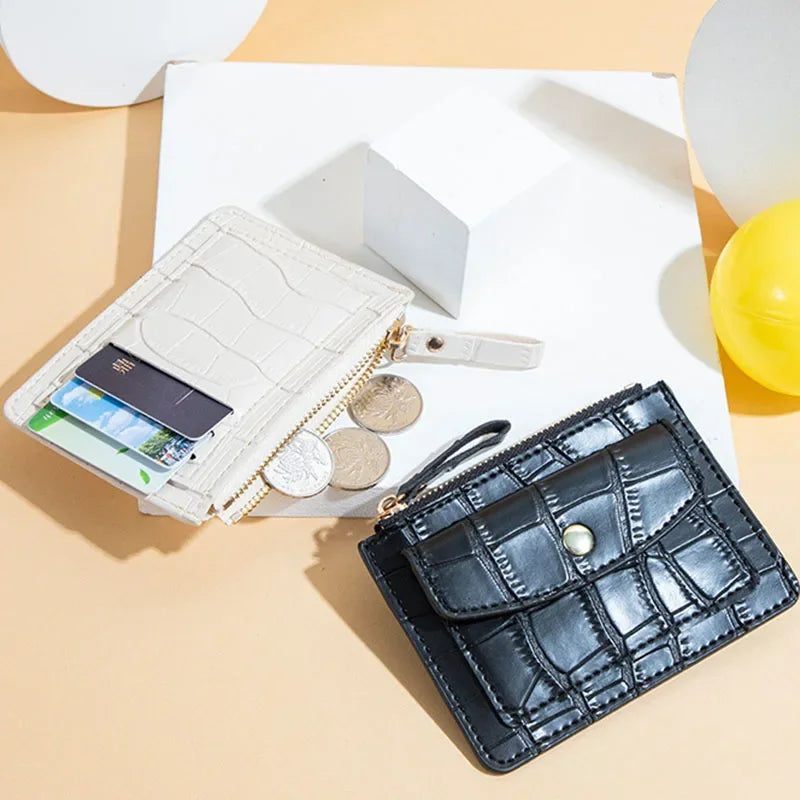 Pu Leather Mini Coin Purse for Women Stone Pattern  Girl Cute Zipper ID Bus Card Wallet Women Lady Money Wallet Key Case Bags