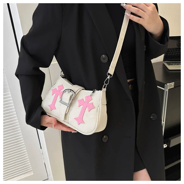 Y2K Chain Canvas Shoulder Bag