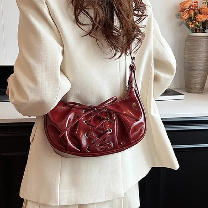 Y2K Shiny Bow Shoulder Bag